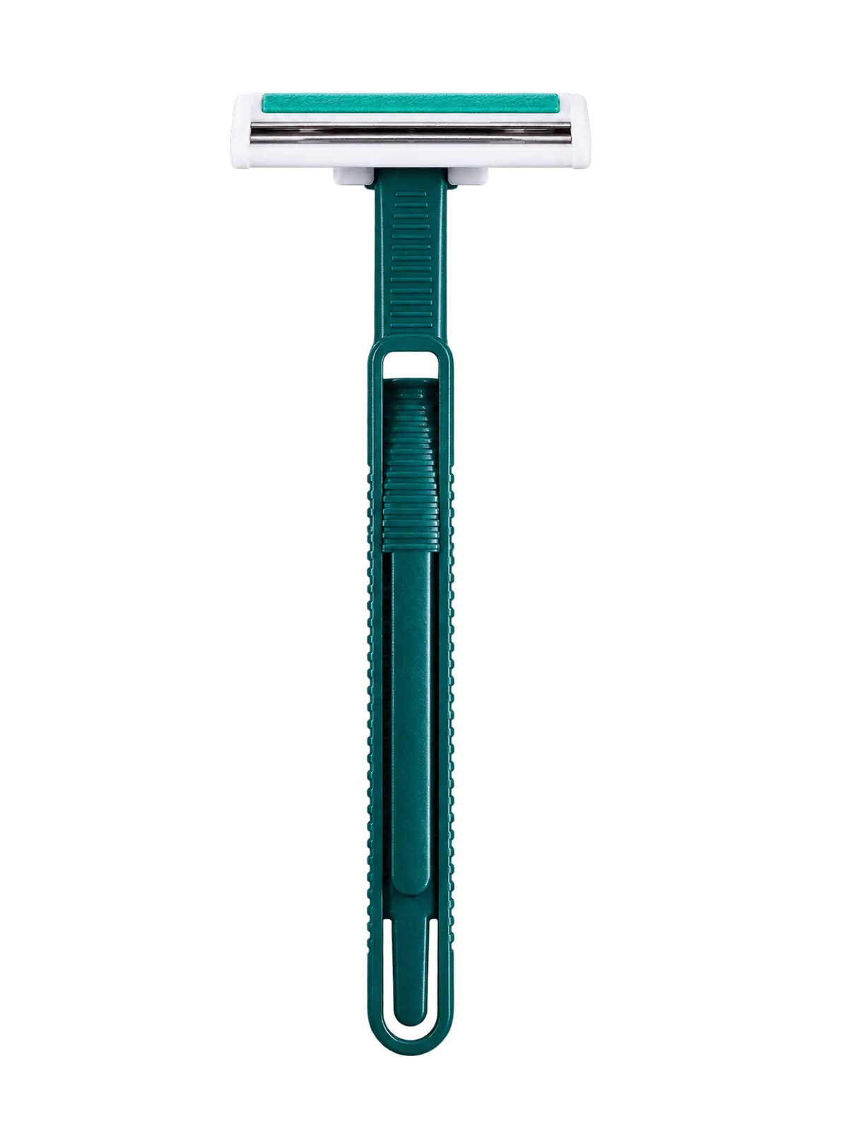 B7B 2-Blade Ribbed Razor, Green: front view, blade side