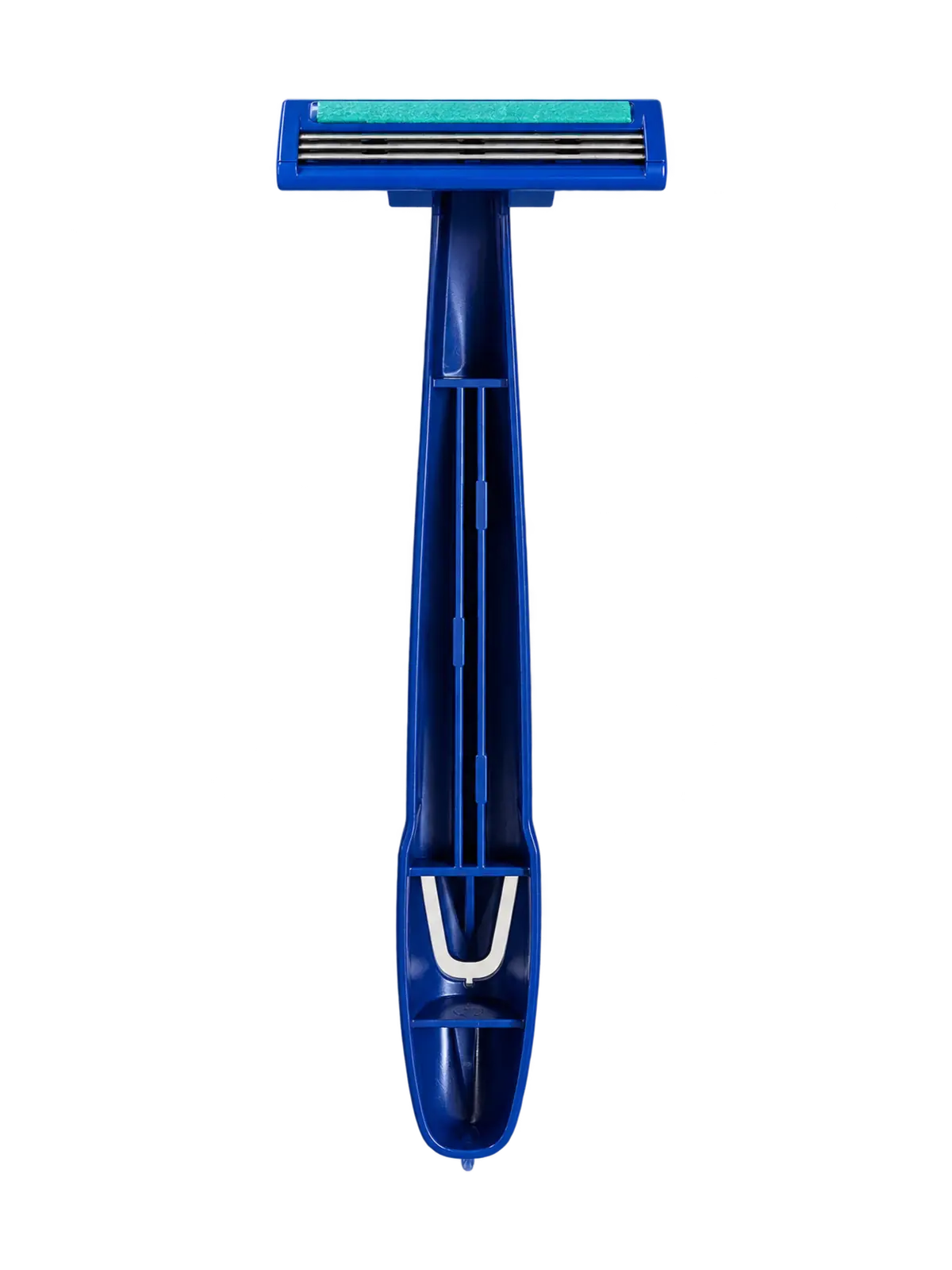 B7B 3-Blade Razor, Blue: front view, blade side