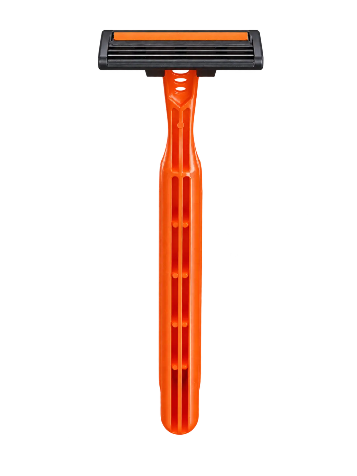 B7B 3-Blade Razor, Orange: front view, blade side
