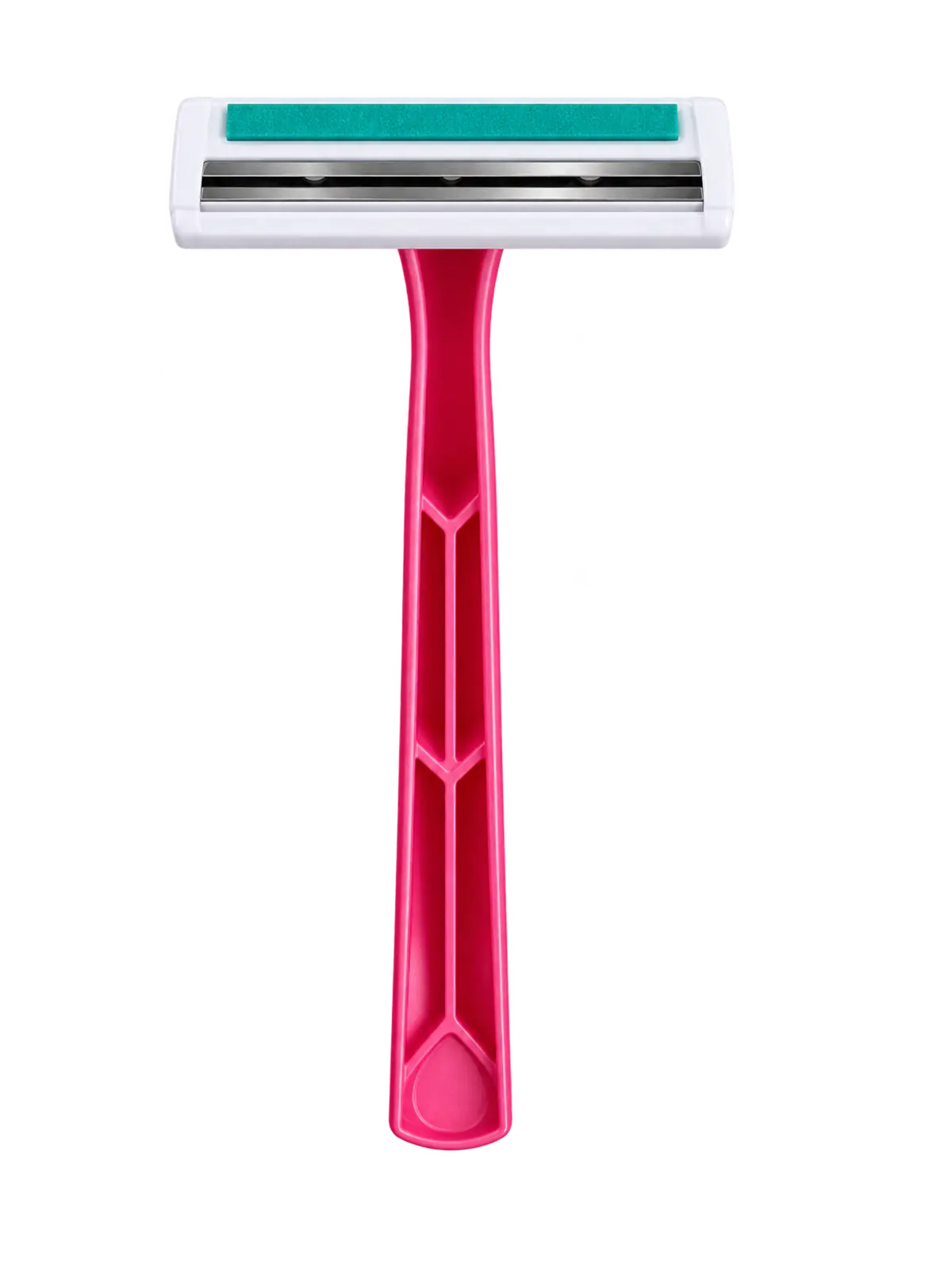 GOODMAX 2-Blade Razor, Pink: front view, blade side